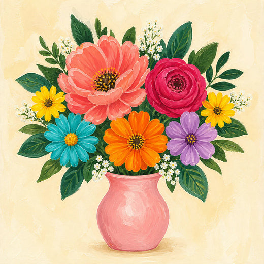 Illustration of a finished bouquet in our studio