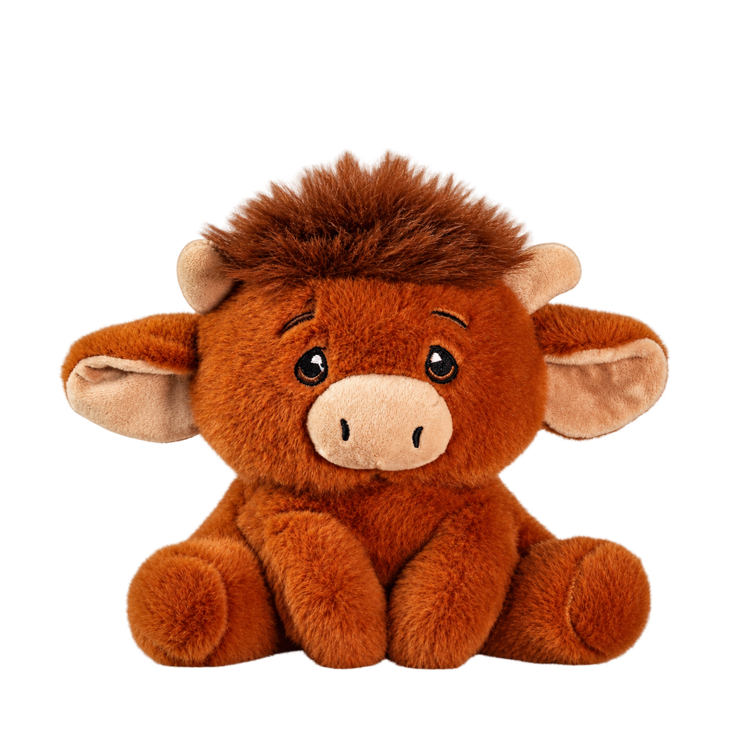 Highland Cow plush, 7 in: shaggy brown highland cow [plush-photo:2026-09-29]